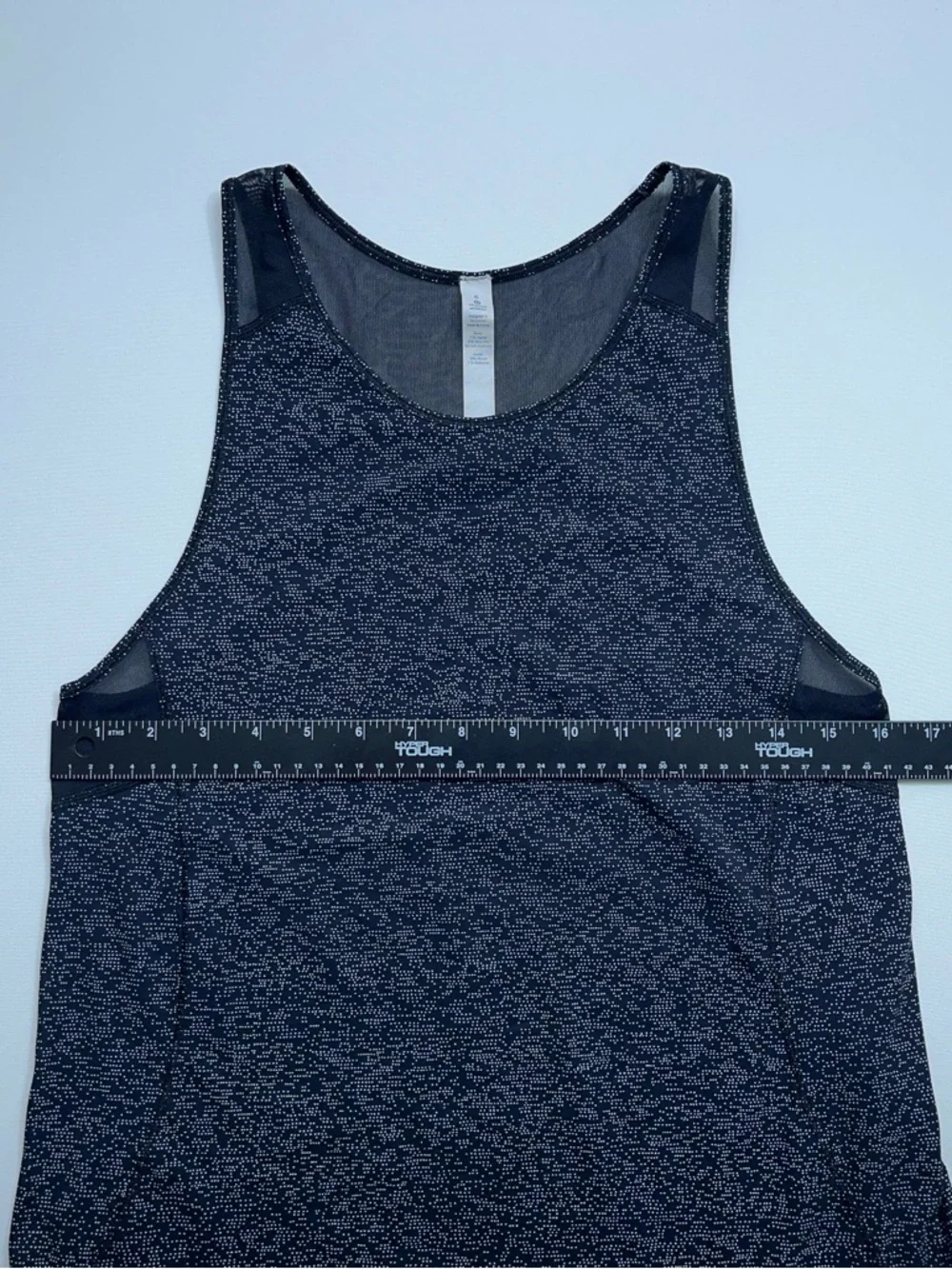 Lululemon Tank Top Womens Size 6 Black White Dots Mesh Trim Nylon Spandex
